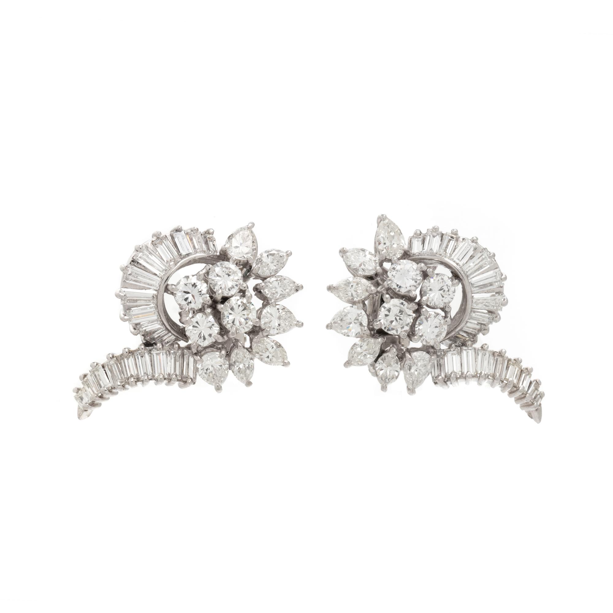 PLATINUM AND DIAMOND CLIP EARRINGS