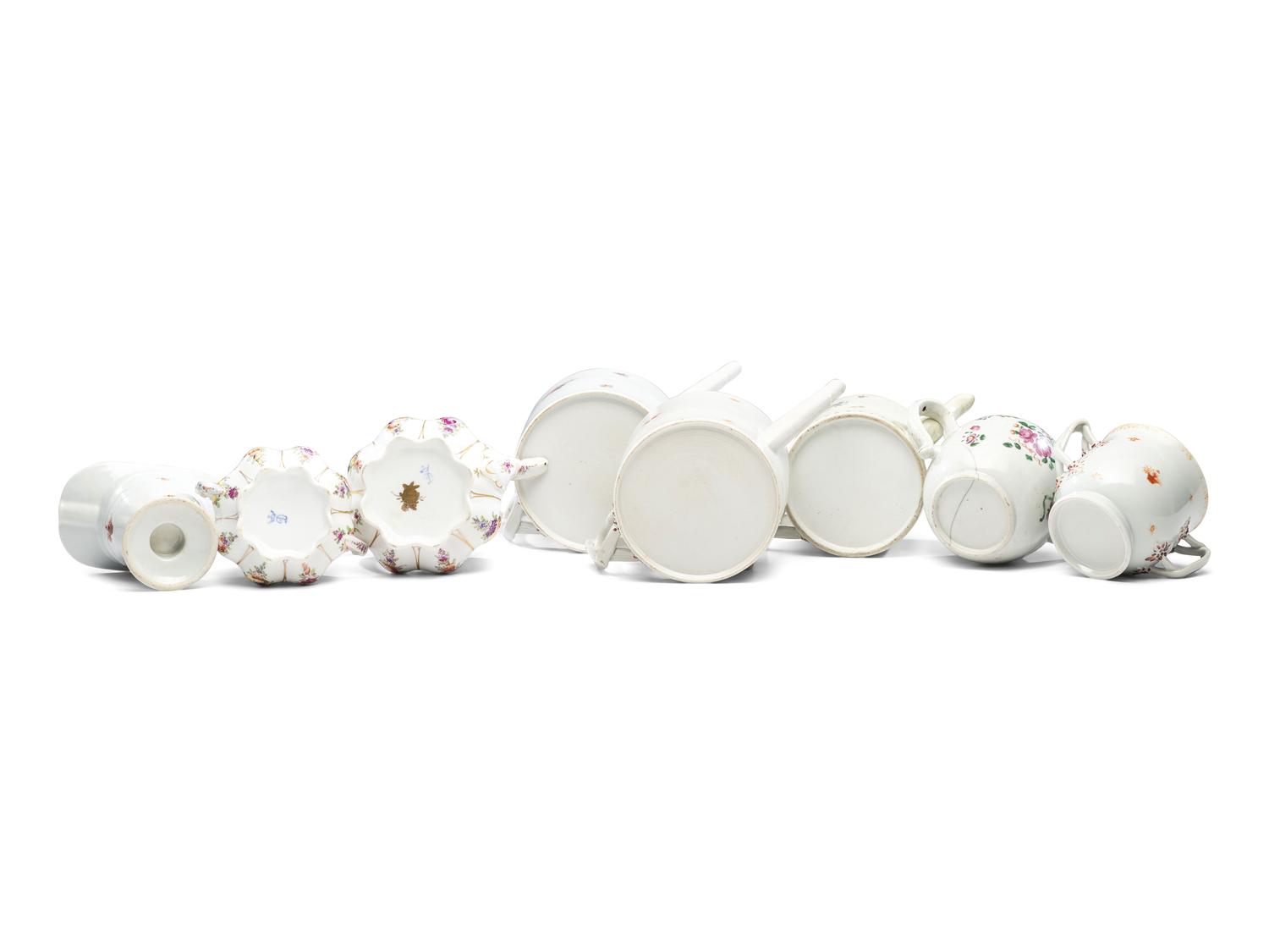 A Mixed Collection of Chinese Export Famille Rose and Rose Mandarin Porcelain Articles