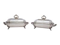 A Pair of English Silver-Plate Armorial Serving Dishes