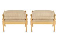 A Pair of Louis XVI Style Resin Benches with Loose Seat Cushions