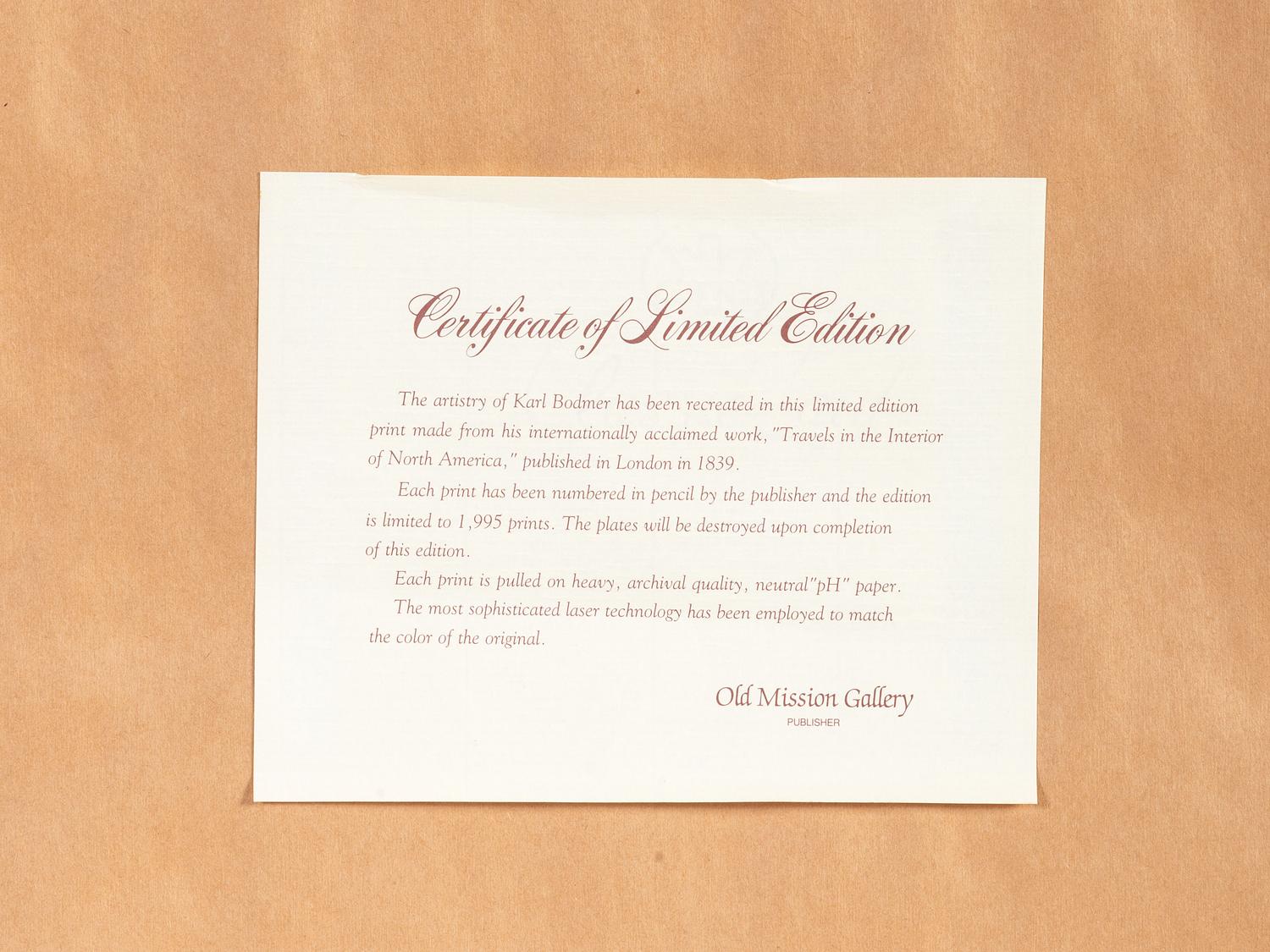 Two Old Mission Gallery Limited Edition Karl Bodmer Prints