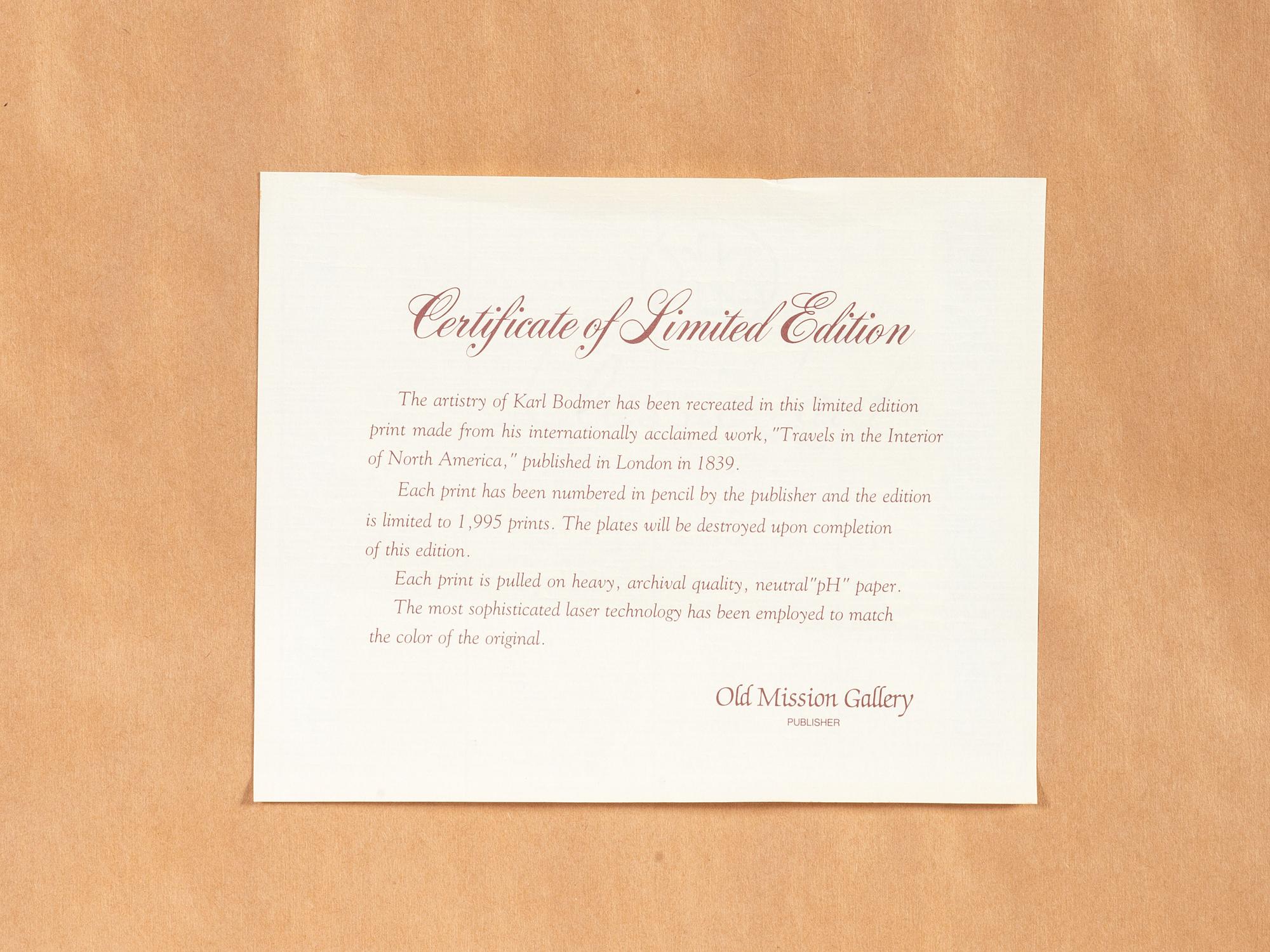 Two Old Mission Gallery Limited Edition Karl Bodmer Prints