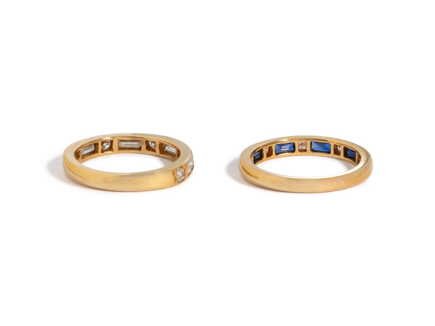 COLLECTION OF YELLOW GOLD, DIAMOND AND SAPPHIRE RINGS