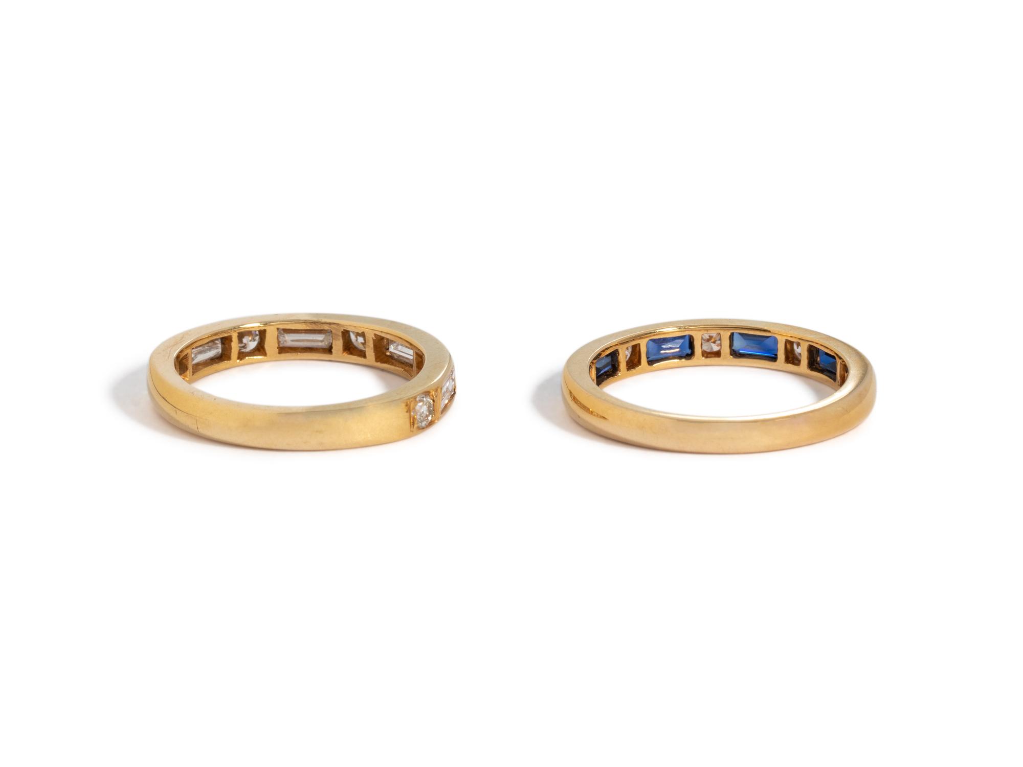 COLLECTION OF YELLOW GOLD, DIAMOND AND SAPPHIRE RINGS