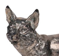 A Pair of Silver Fox-Form Table Ornaments