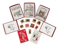 [GOREY MISCELLANY - STATIONERY]. A group of Christmas and greeting cards and rubber stamps, comprising: