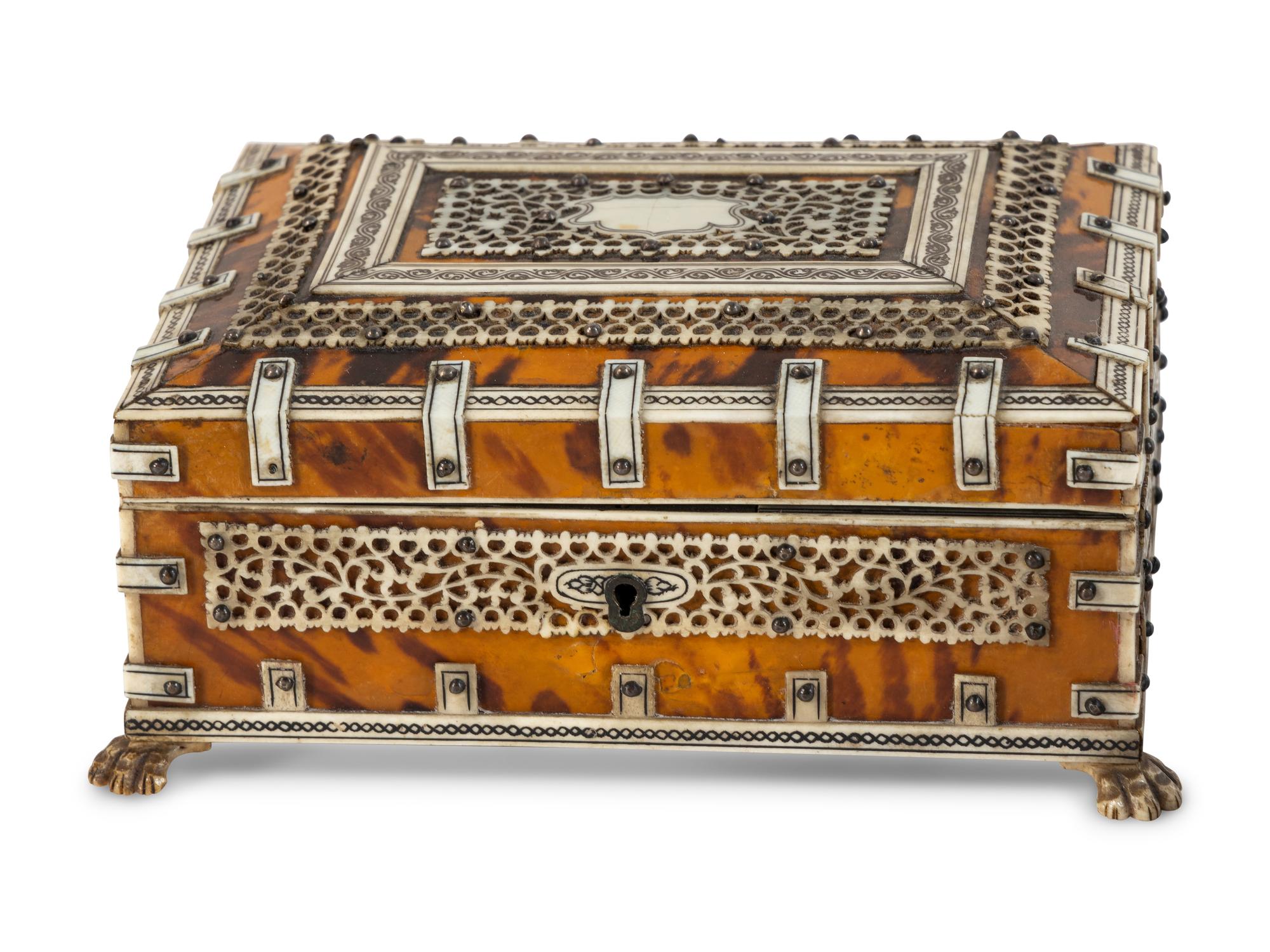 Three Anglo-Indian Tortoiseshell Inlaid Boxes