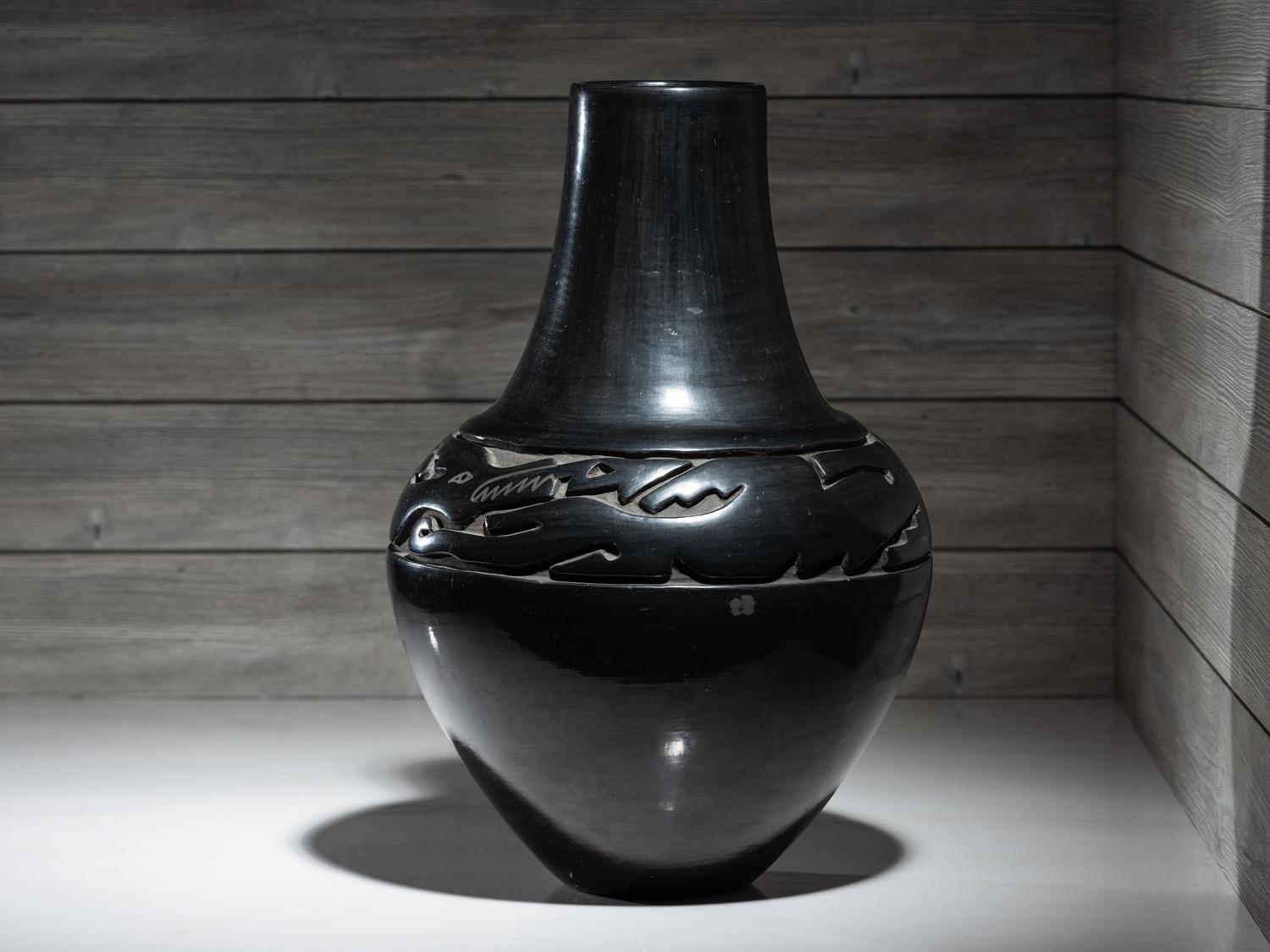 Blackware Pottery Jar, with Avanyu