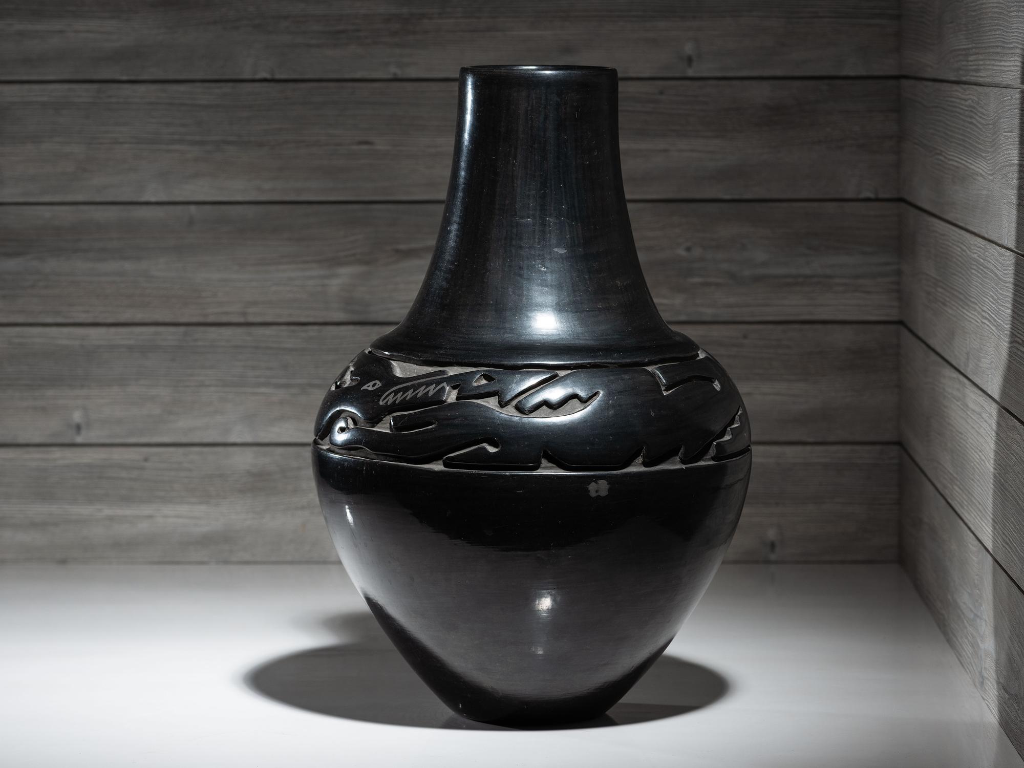 Blackware Pottery Jar, with Avanyu