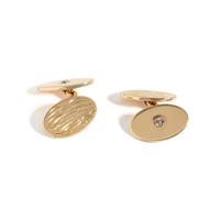 YELLOW GOLD AND DIAMOND MONOGRAM CUFFLINKS