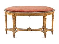 A Louis XVI Style Giltwood Bench
