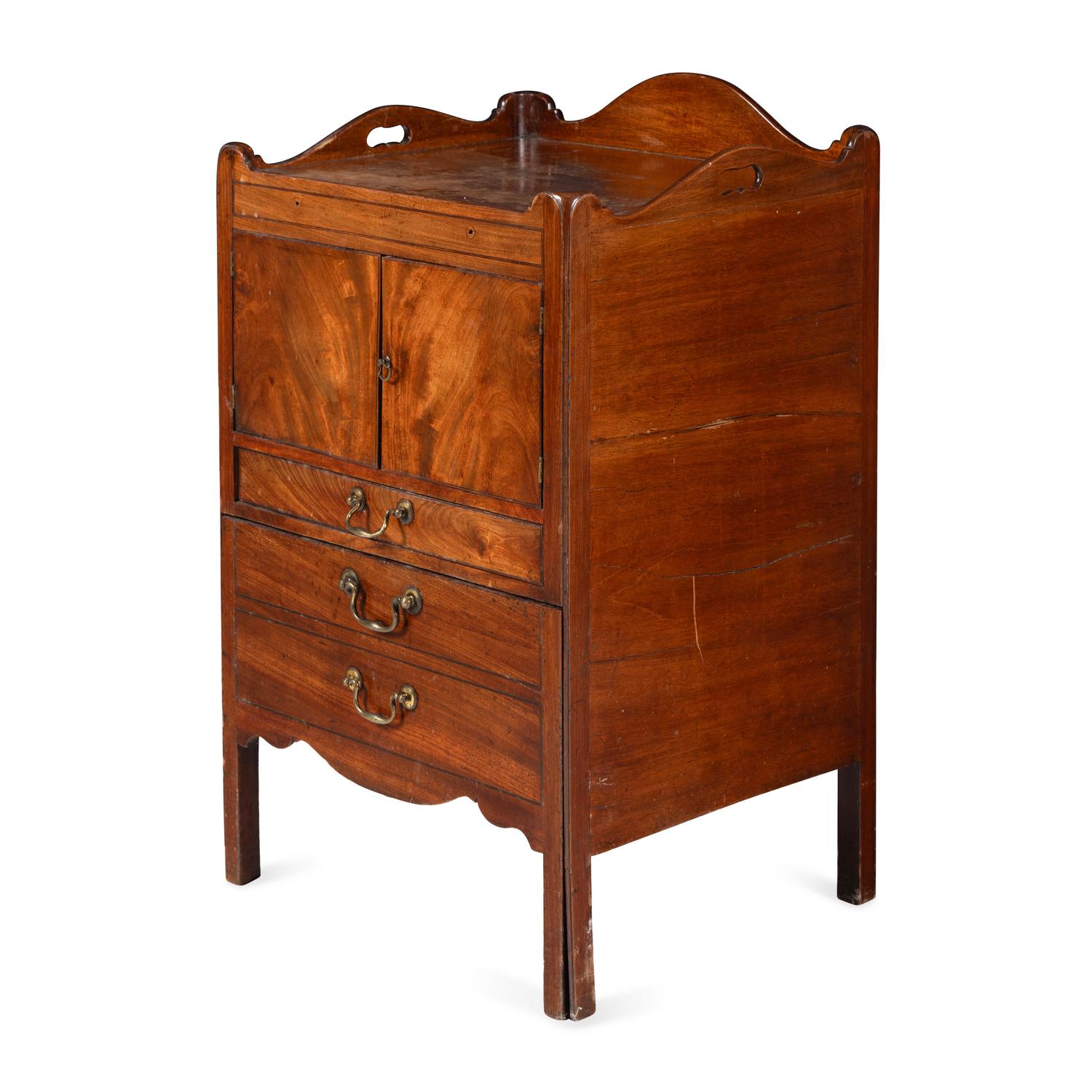 A Near Pair of George III Mahogany Bedside Cupboards