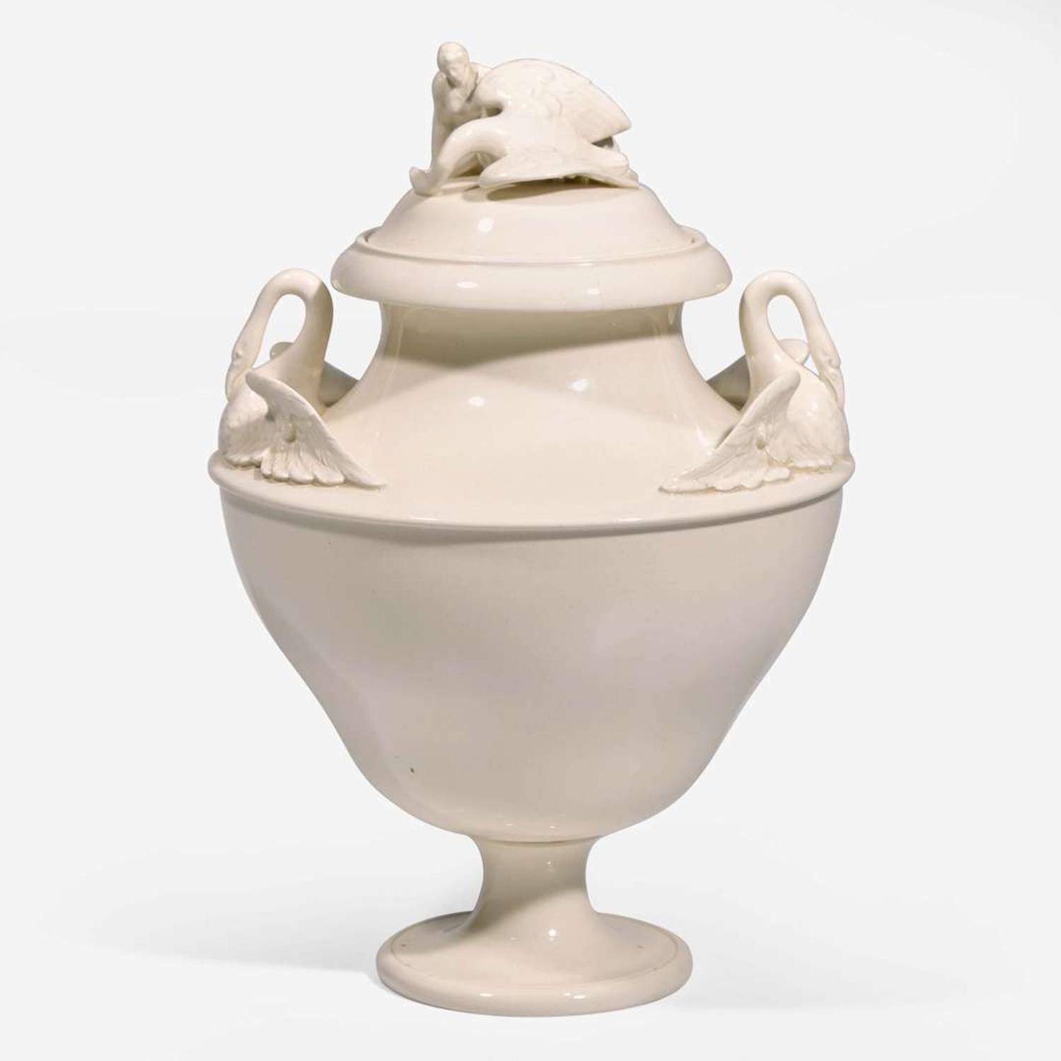 A Wedgwood Queensware Leda and the Swan Vase and Cover UK, early 19th century