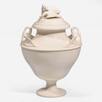 A Wedgwood Queensware Leda and the Swan Vase and Cover UK, early 19th century