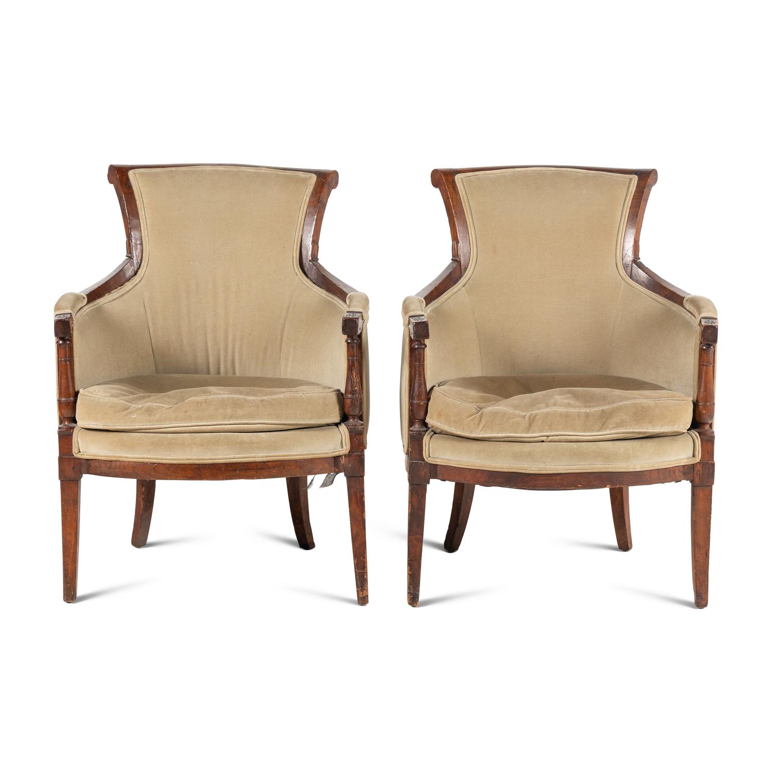 A Pair of Late Louis XVI Mahogany Bergerès