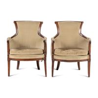 A Pair of Late Louis XVI Mahogany Bergerès