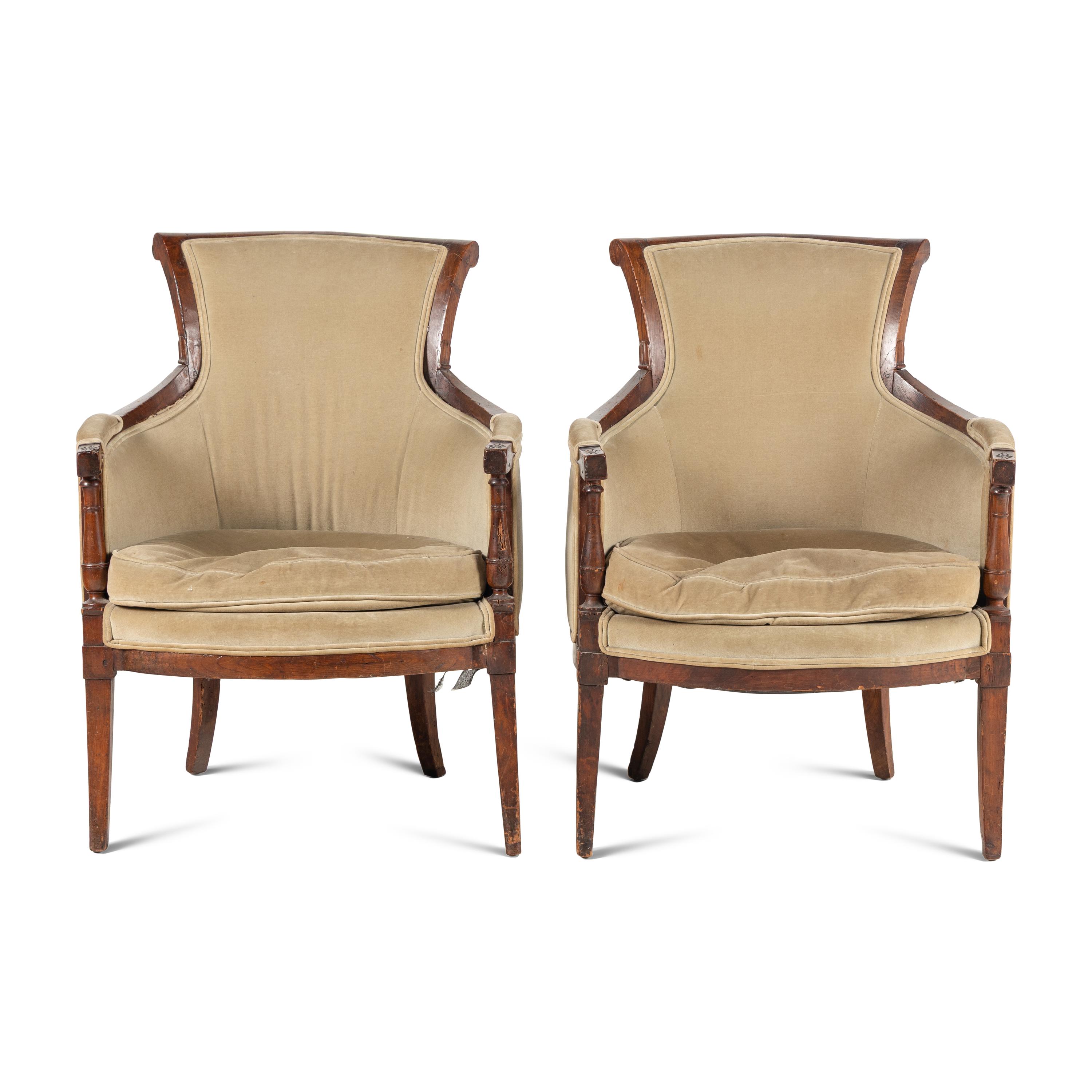 A Pair of Late Louis XVI Mahogany Bergerès