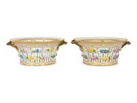 A Pair of Royal Copenhagen Flora Danica Reticulated Fruit Baskets