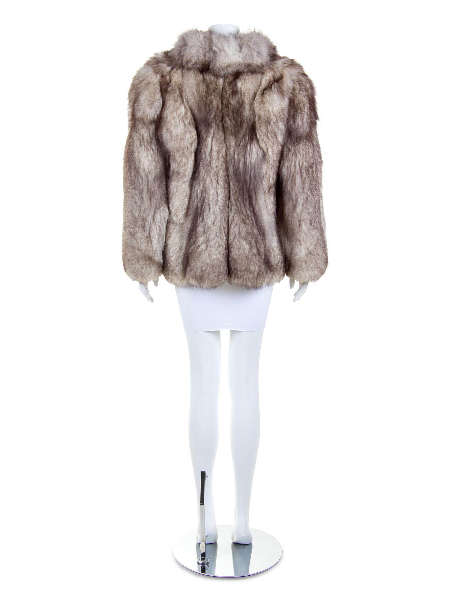 White and Brown Fox Fur Coat, 1980-90s