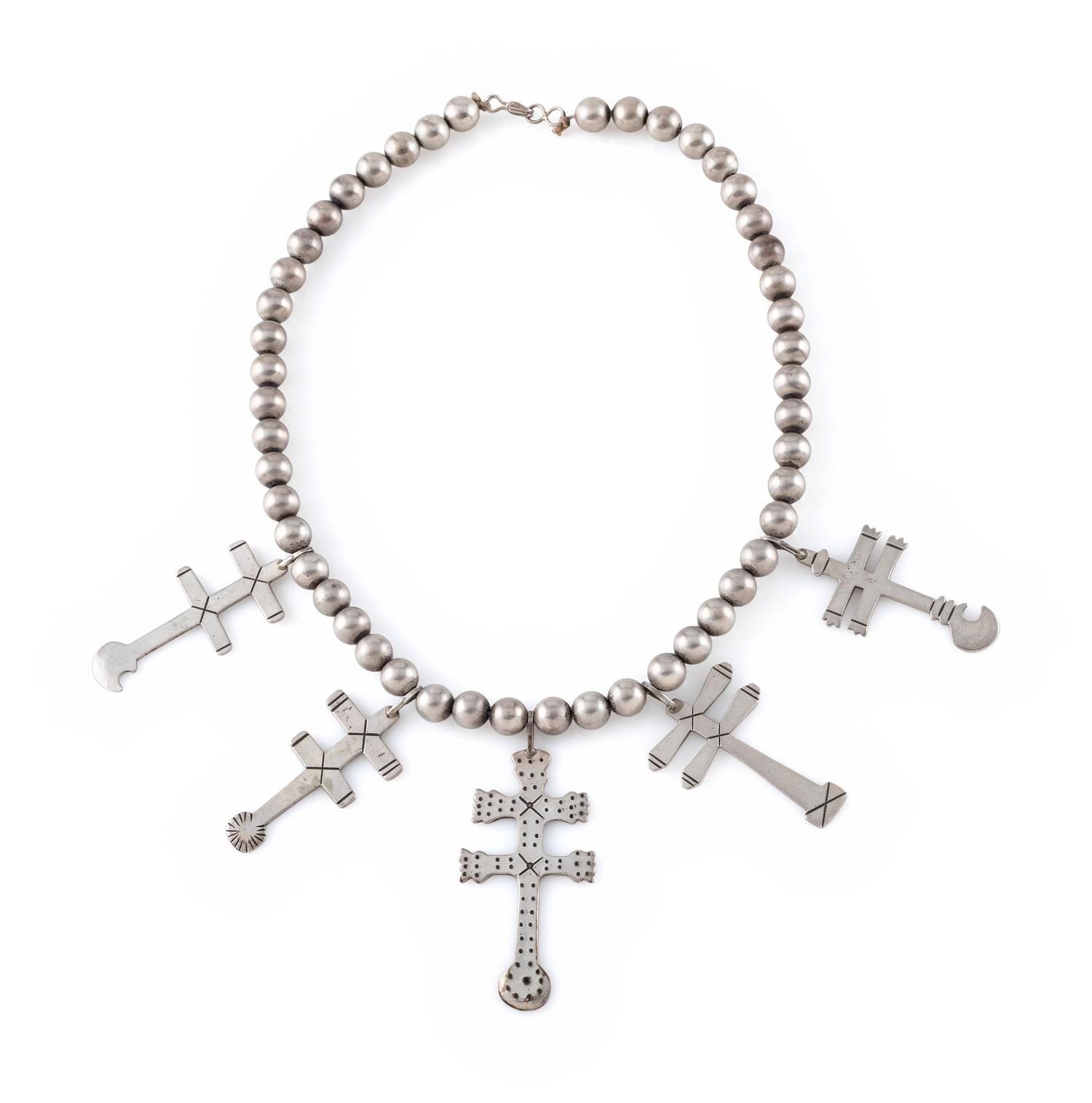 Silver Double Cross Necklace