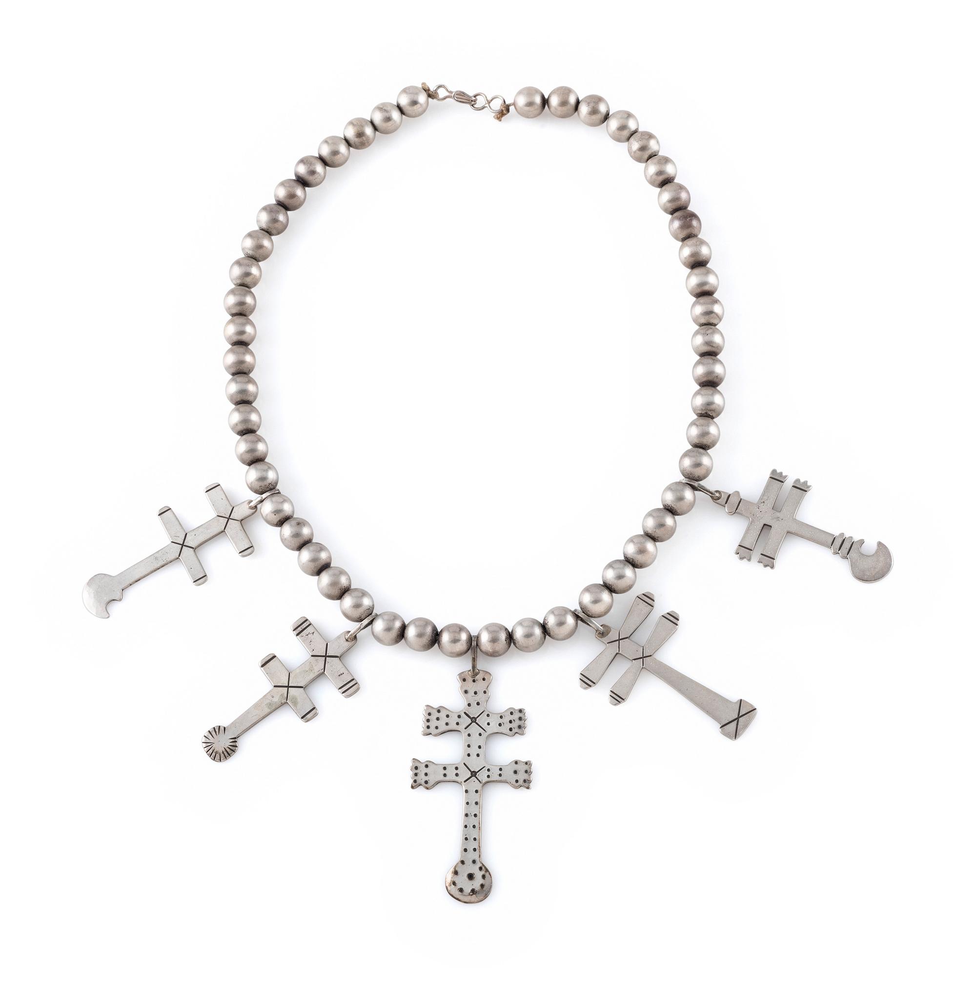 Silver Double Cross Necklace