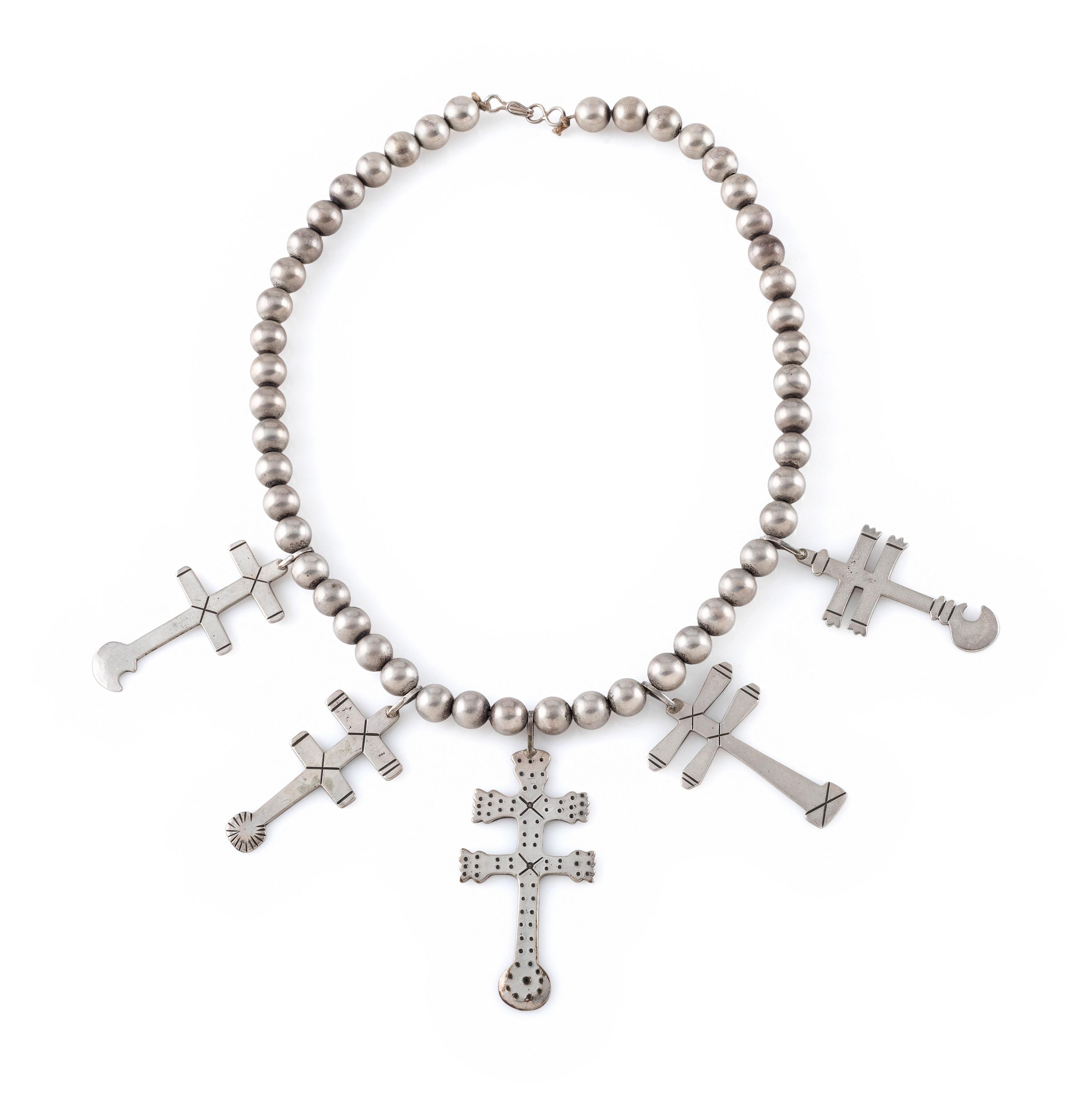 Silver Double Cross Necklace