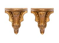 A Pair of Italian Neoclassical Giltwood Wall Brackets