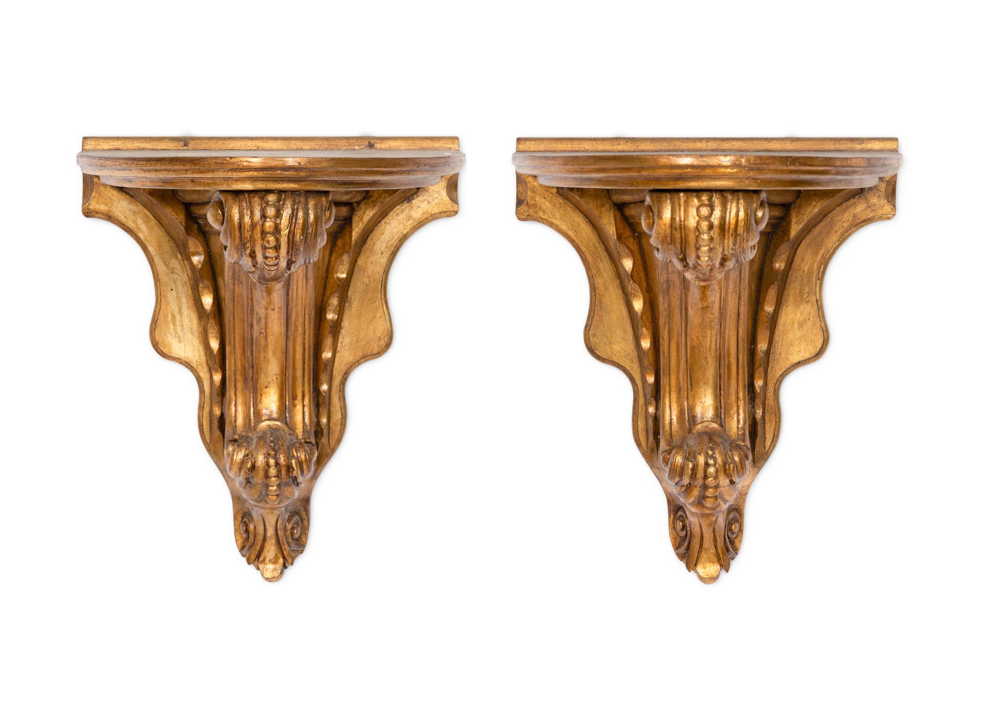 A Pair of Italian Neoclassical Giltwood Wall Brackets