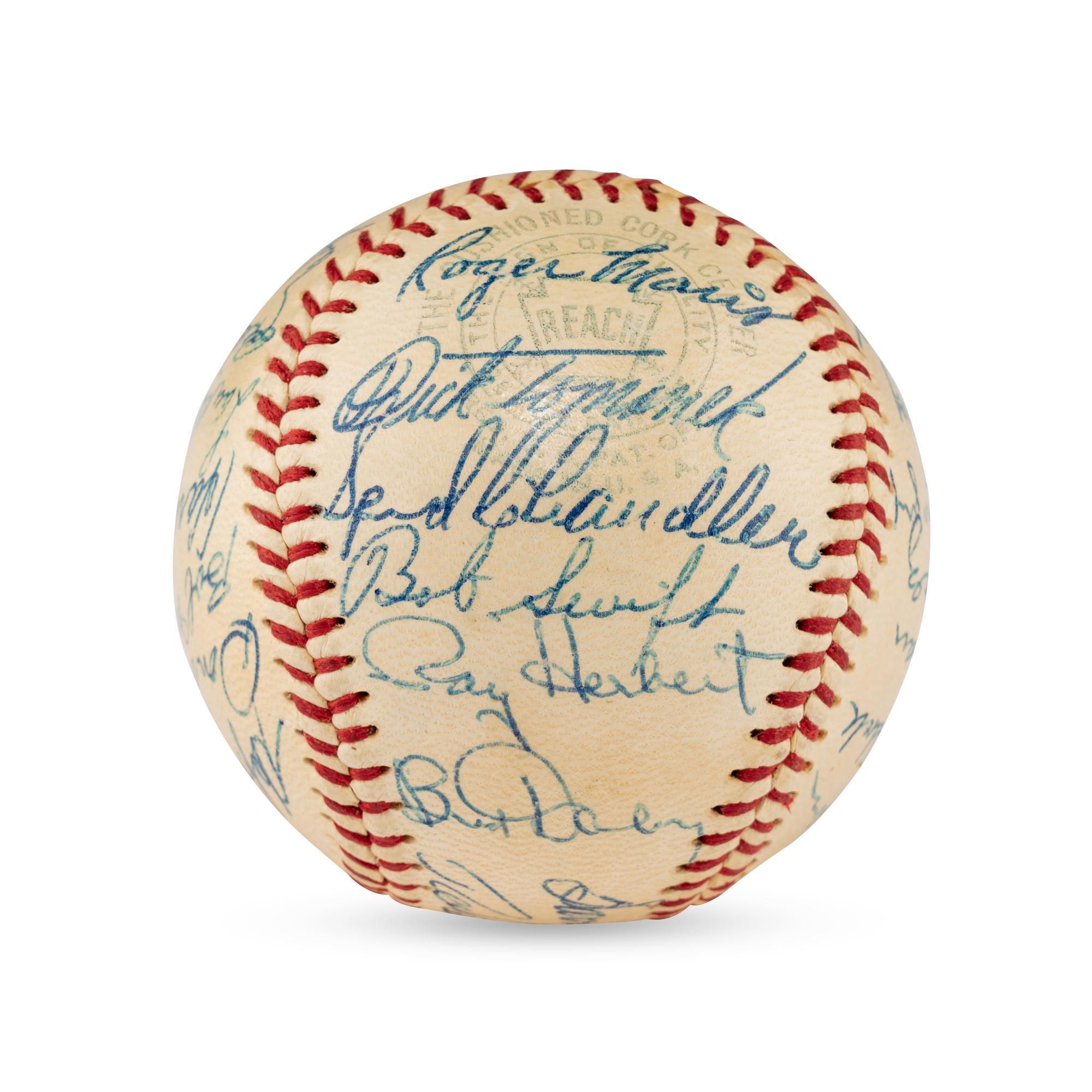 An Exceptional 1958 Kansas City Athletics Team Signed Autograph Baseball Featuring Rookie Era Roger Maris Signature (Beckett Authentication Services)
