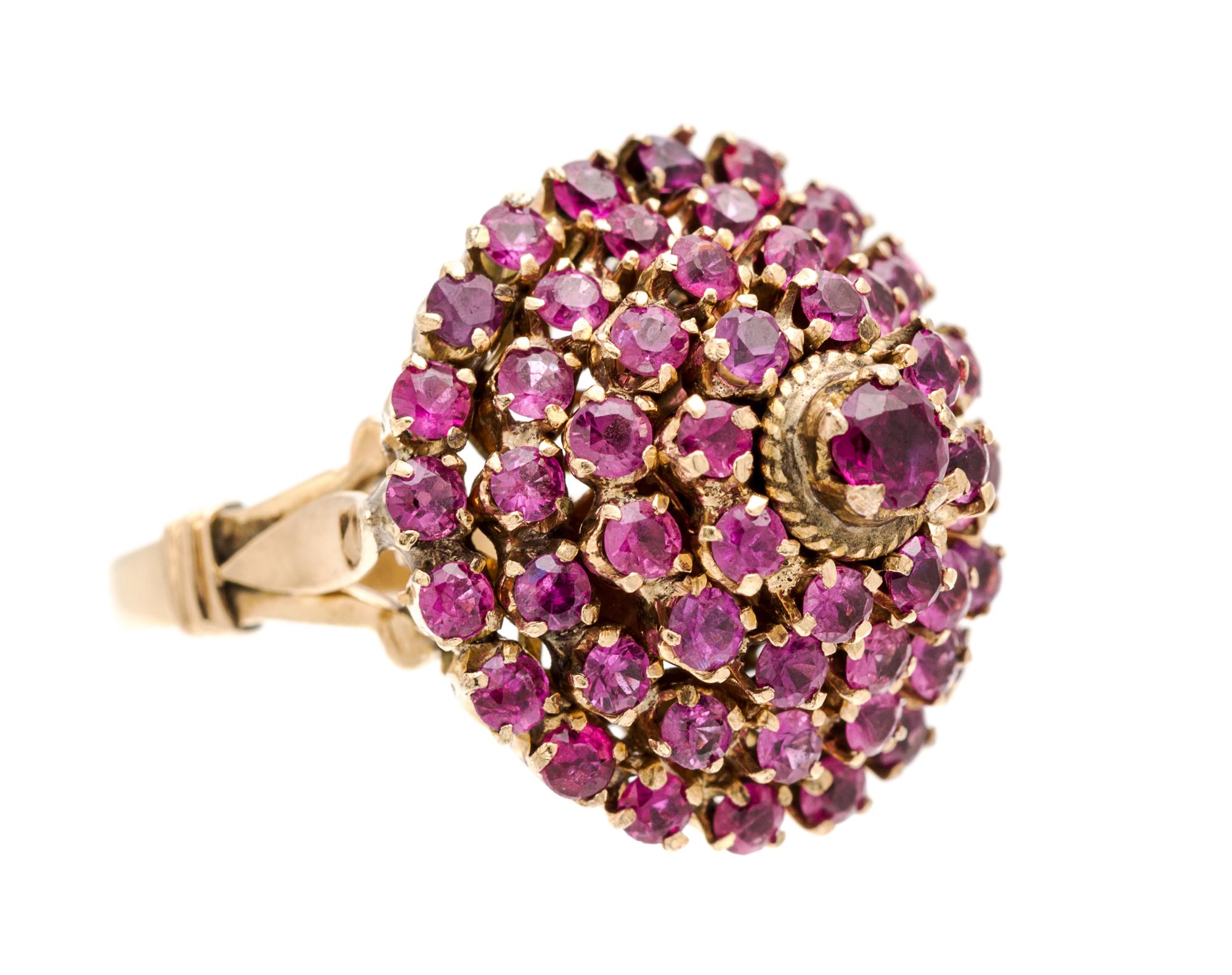 A 14 Karat Yellow Gold and Ruby Ring, 5.20 dwts.