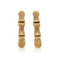 YELLOW GOLD BAMBOO HOOP EARRINGS