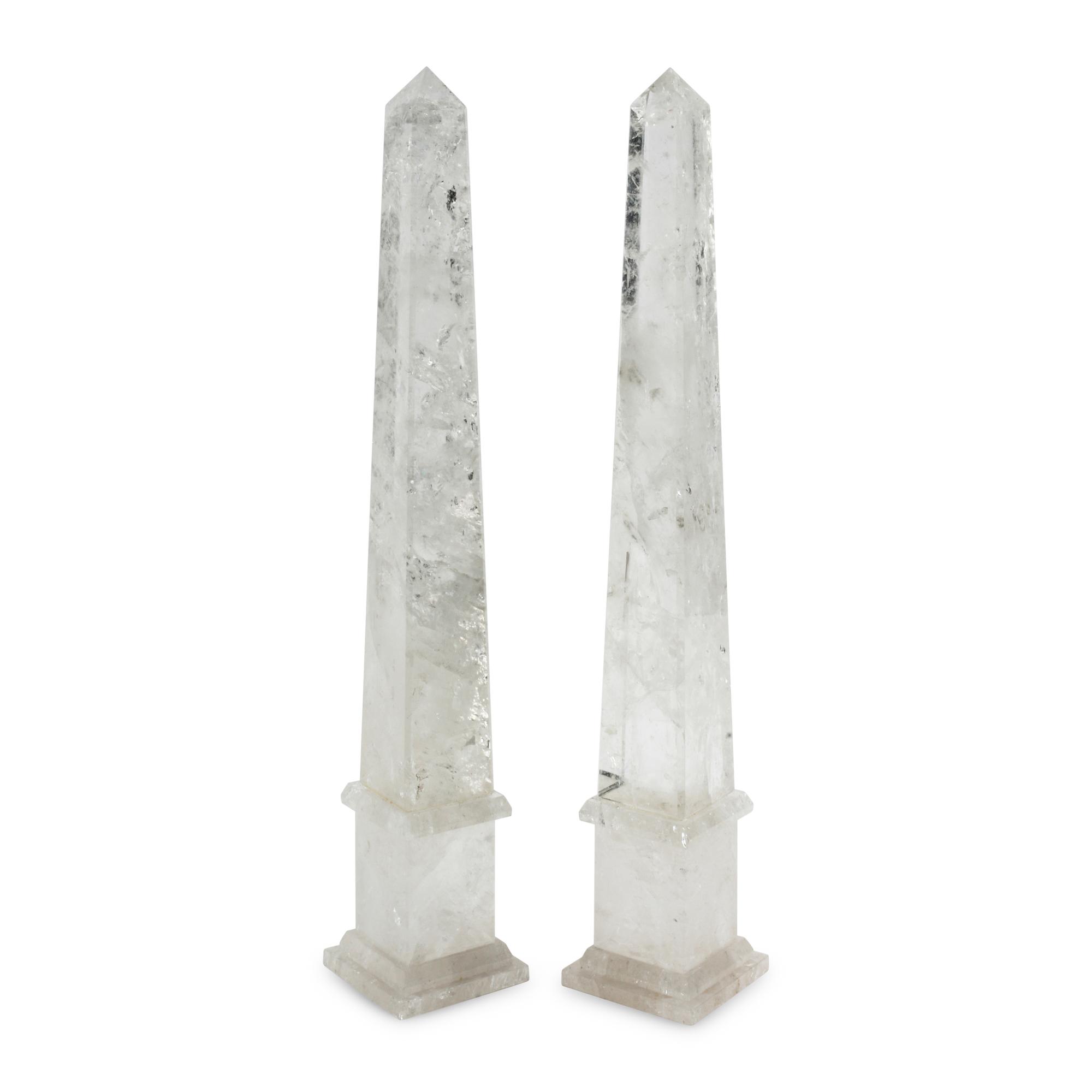 A Pair of Large Rock Crystal Obelisks