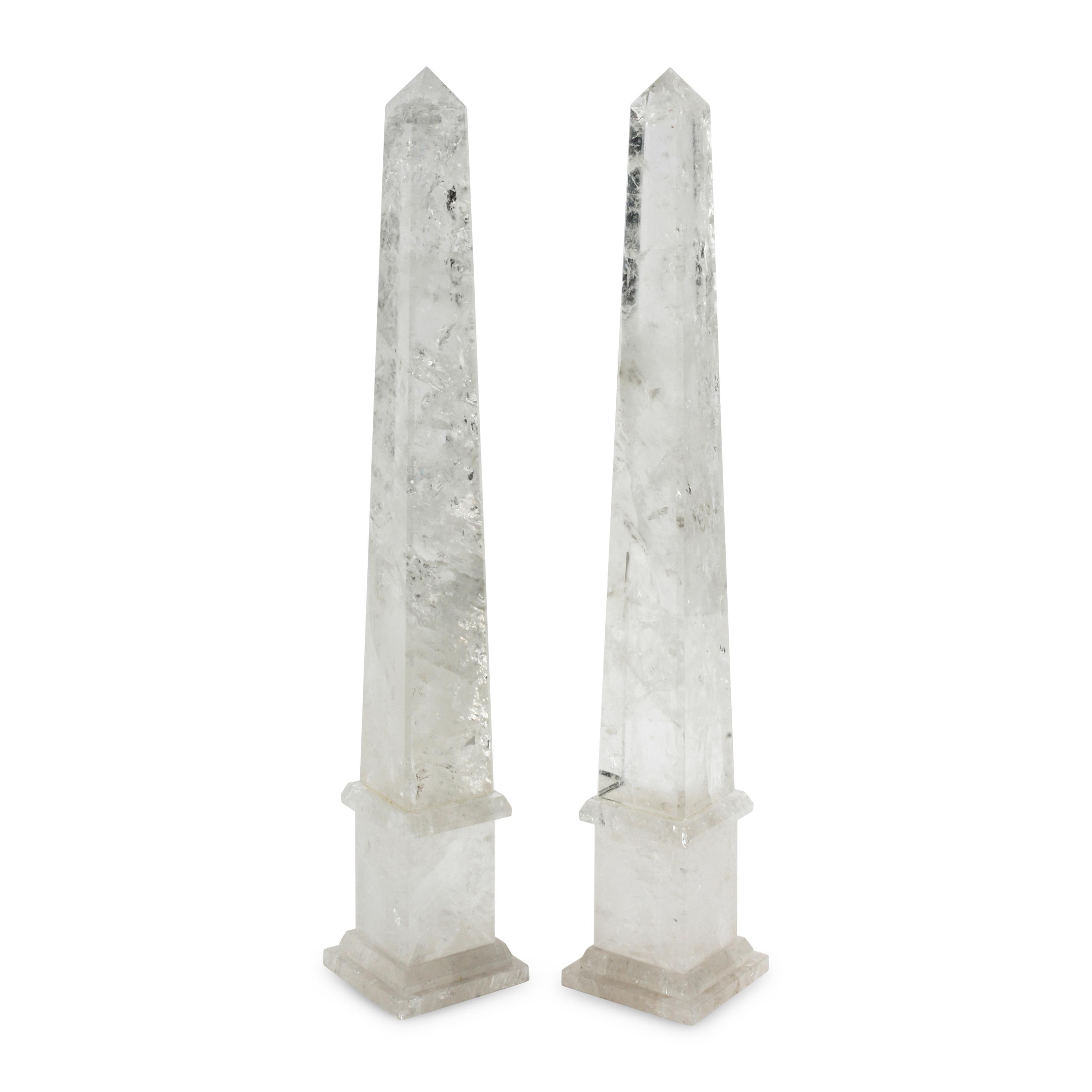 A Pair of Large Rock Crystal Obelisks