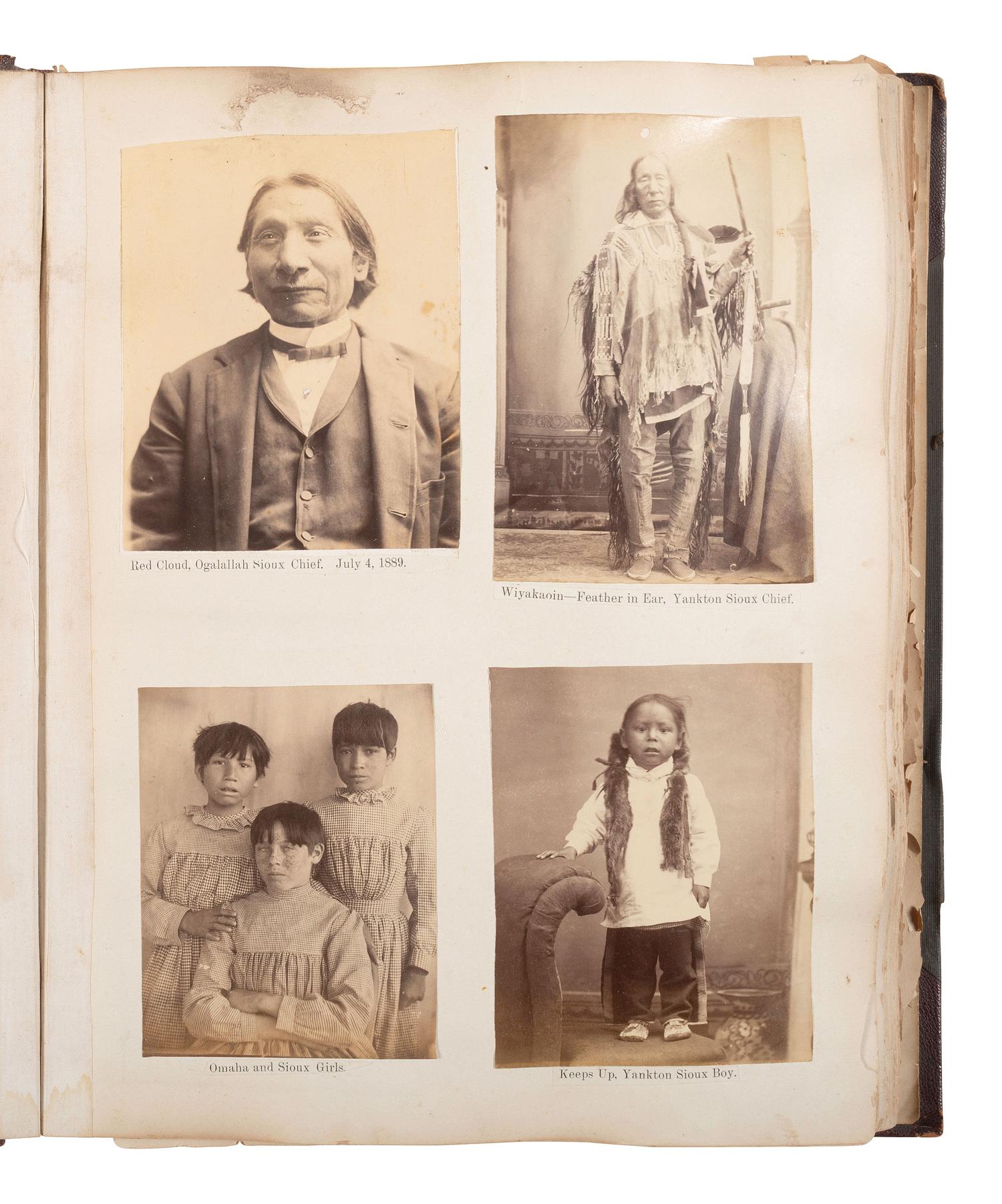 [NATIVE AMERICANS]. JUNKIN, William W. (1831-1903). A Collection of Indian Photographs and Views with Photos of a Few White Employes [ sic ] Together with Some Indian Letters and Paintings. Made by W.W. Junkin, Fairfield, Iowa. 1889-93.