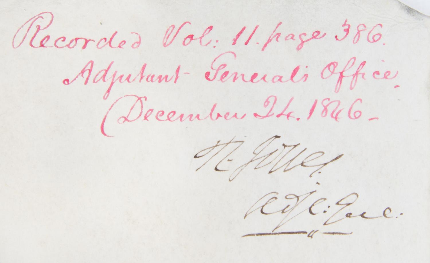 POLK, JAMES K. Partially printed document signed. Dated December 24, 1846.