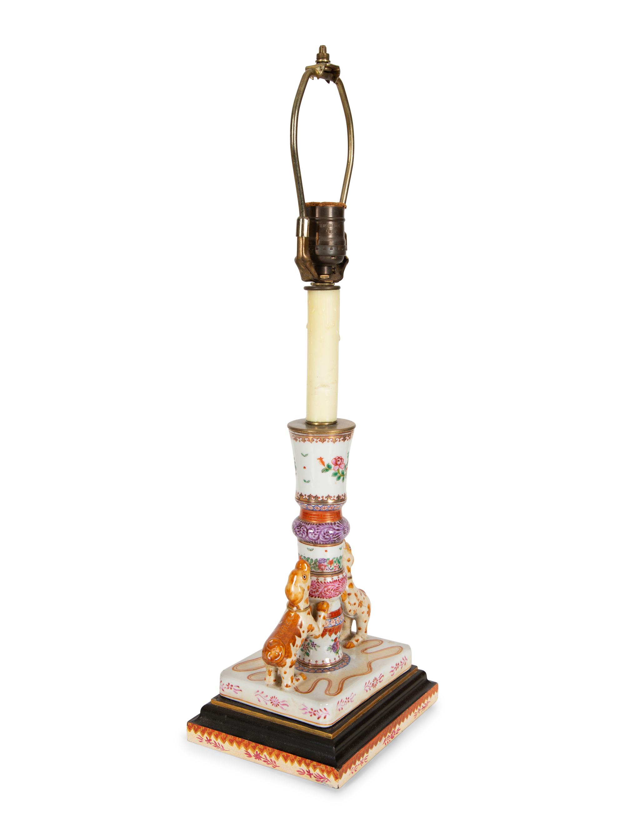 A Chinese Export Porcelain Candlestick