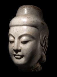 A Chinese White Marble Head of Buddha