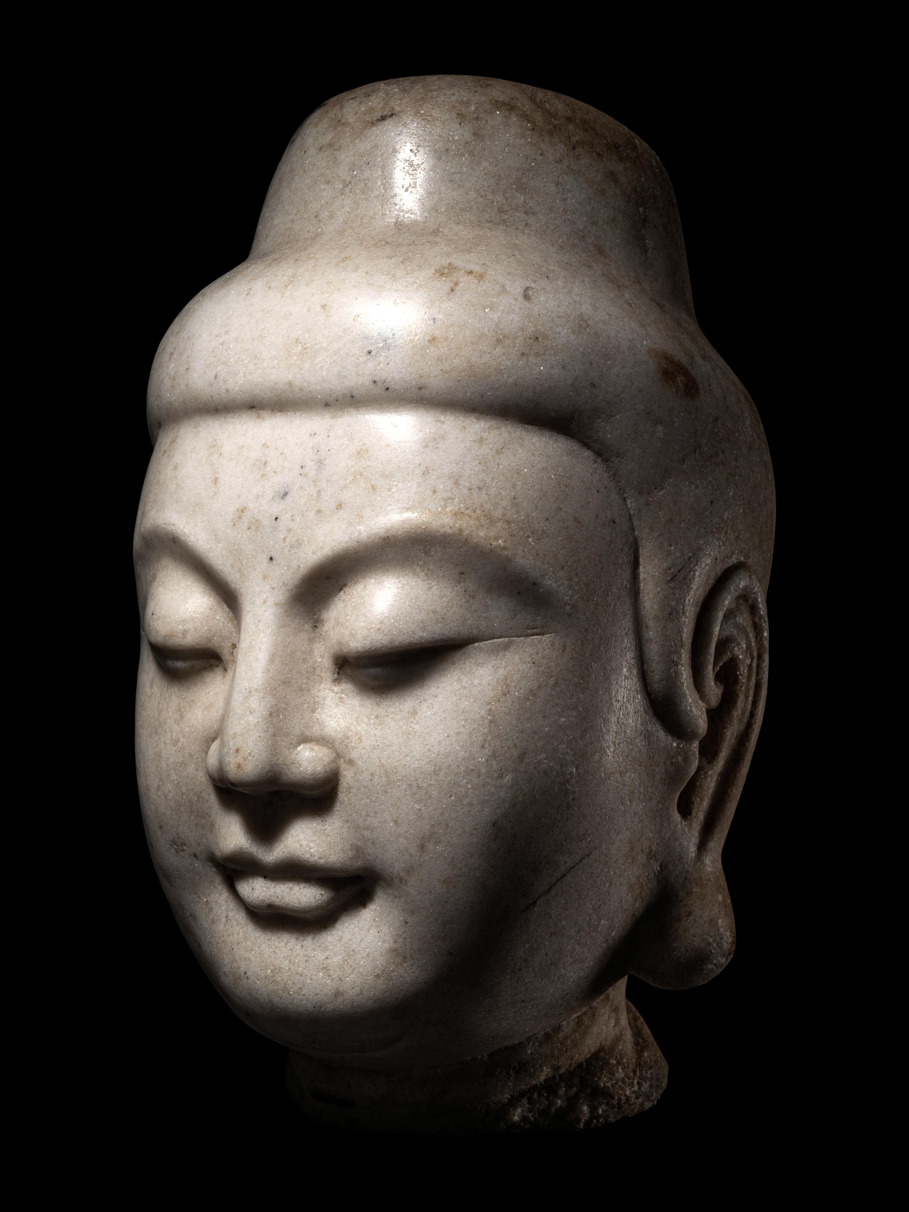 A Chinese White Marble Head of Buddha