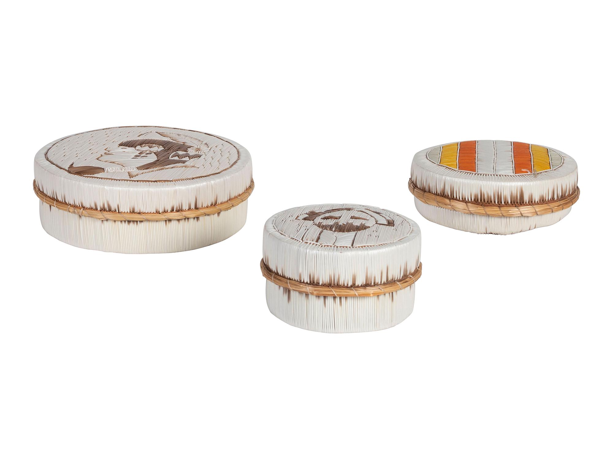 Anishinaabe Quilled Birchbark Boxes