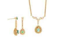 EMERALD, DIAMOND, AND YELLOW GOLD JEWELRY SET