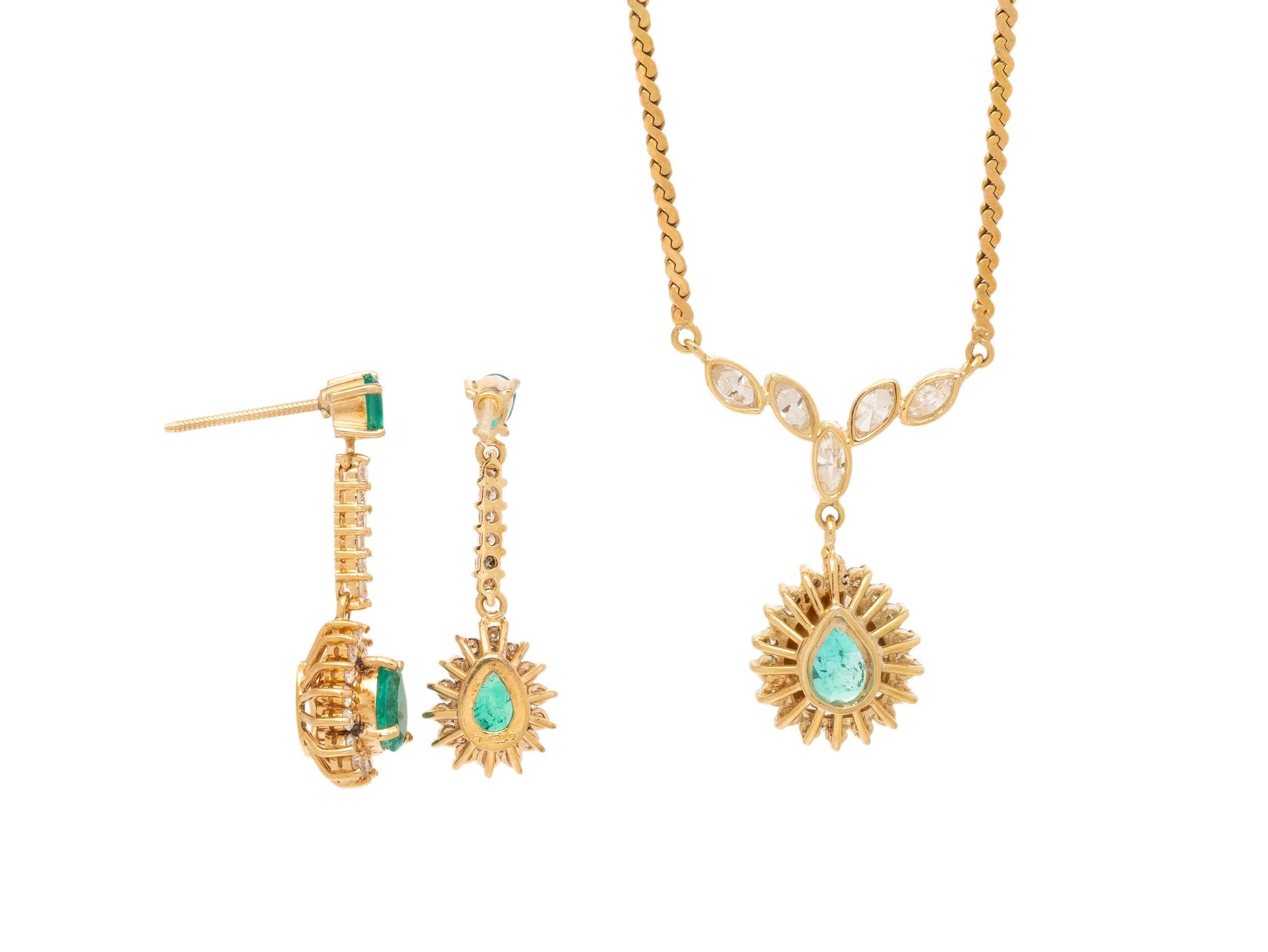 EMERALD, DIAMOND, AND YELLOW GOLD JEWELRY SET