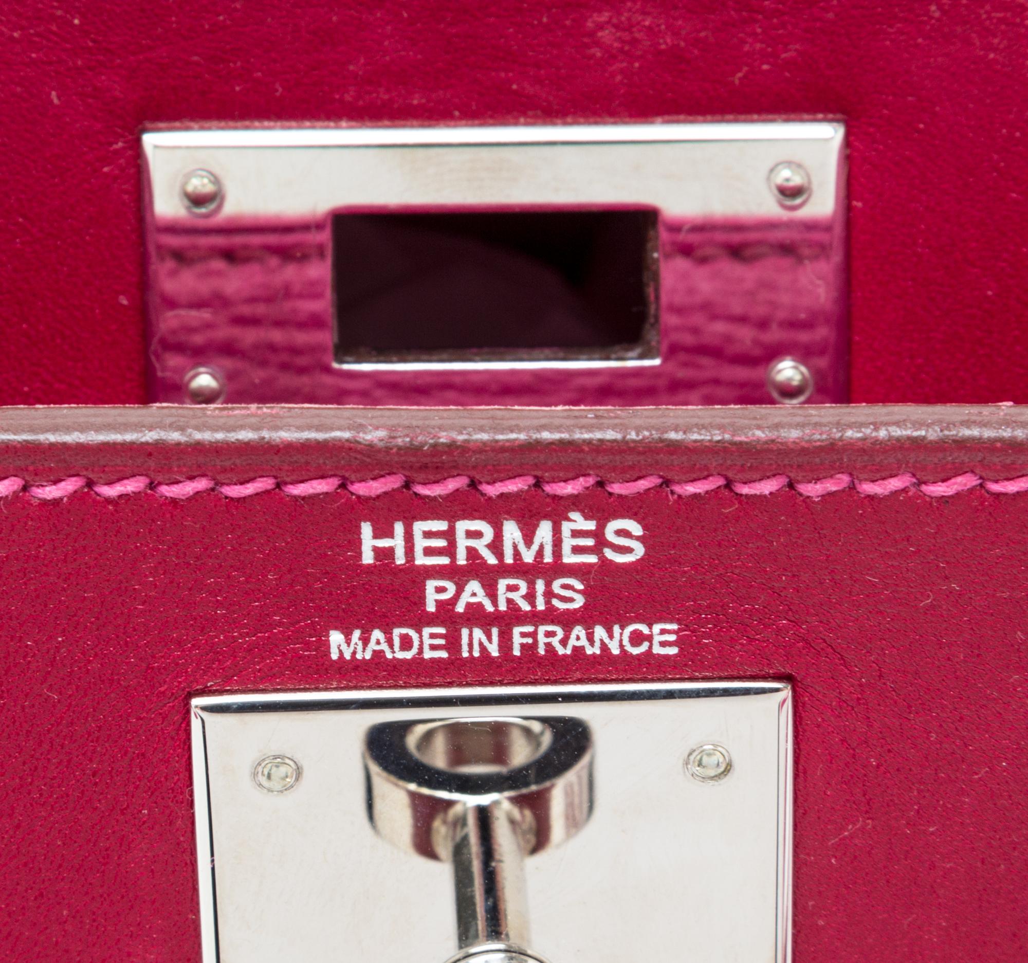 An Hermes Rubis and Rose Tyrien Candy Tadelakt and Chevre Retorne 28cm Kelly Handbag, 11" x 8.5" x 4".