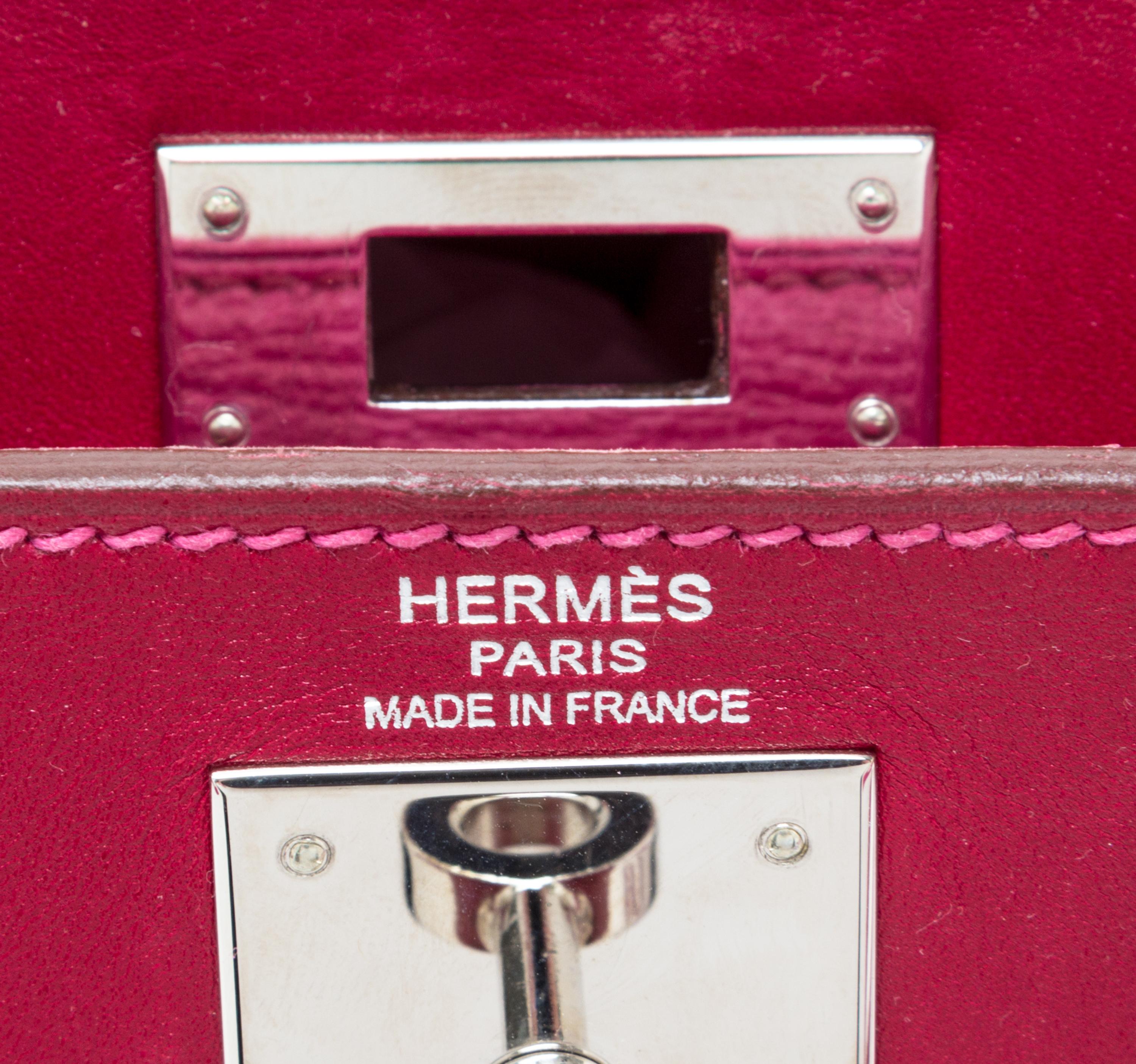 An Hermes Rubis and Rose Tyrien Candy Tadelakt and Chevre Retorne 28cm Kelly Handbag, 11" x 8.5" x 4".