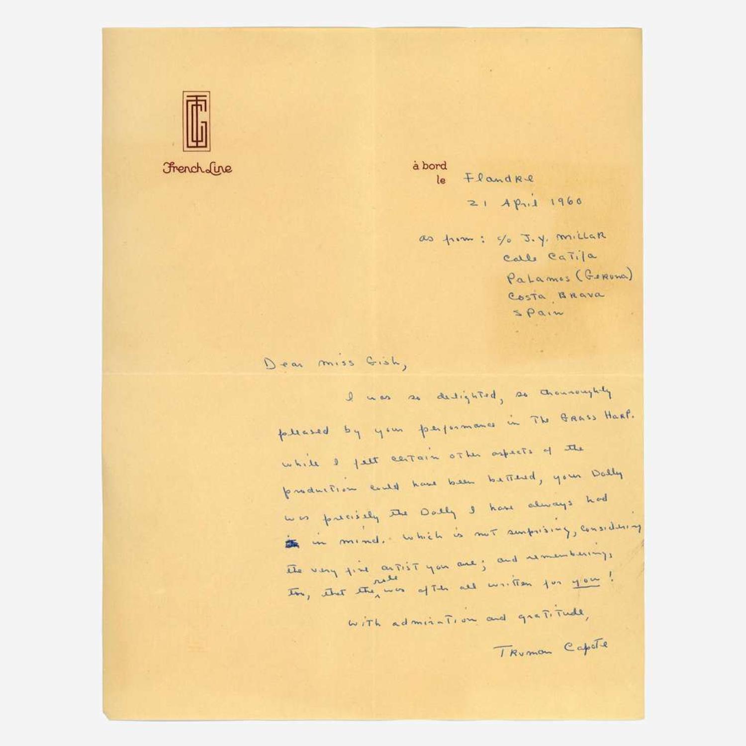 [Literature] Capote, Truman Autograph Letter, signed
