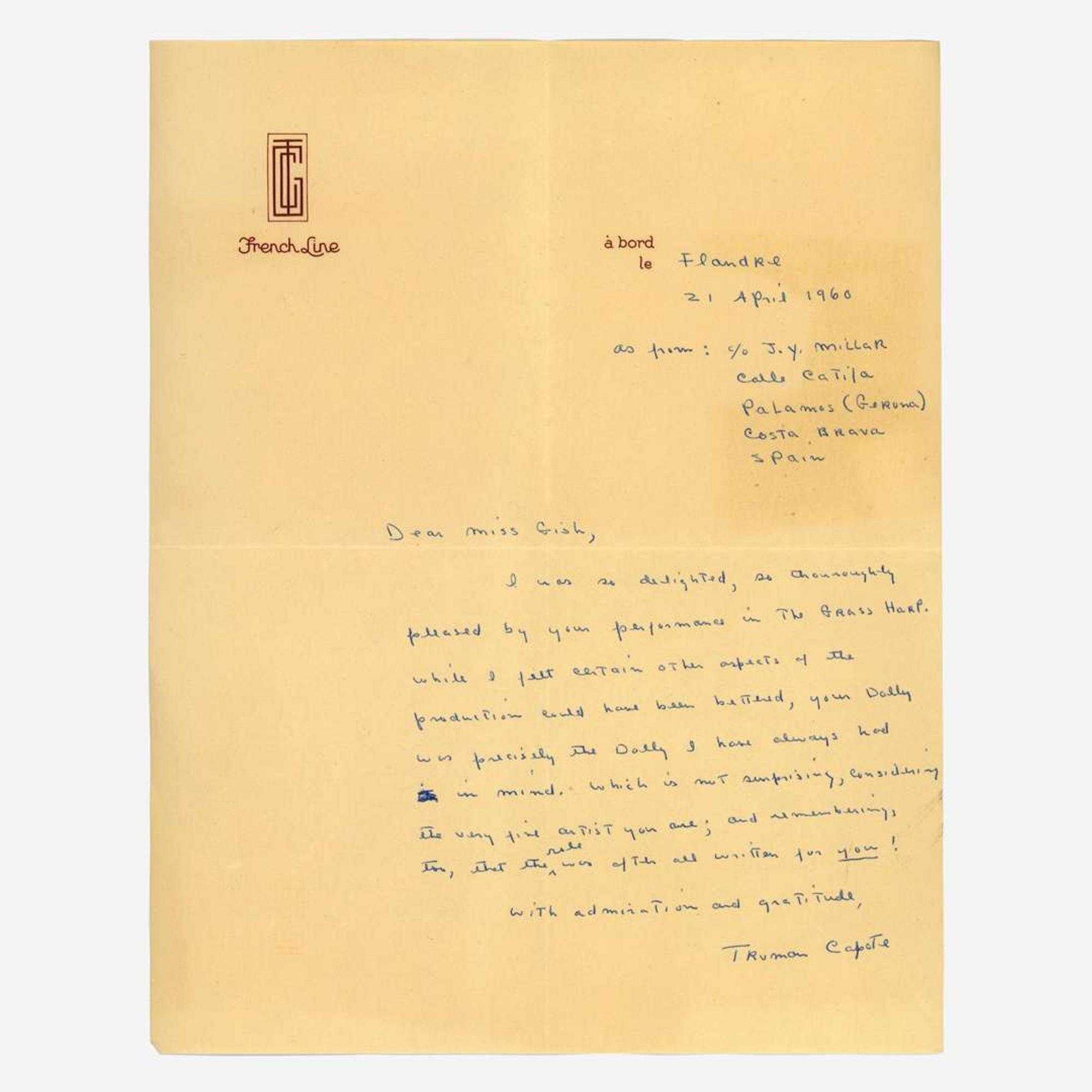 [Literature] Capote, Truman Autograph Letter, signed