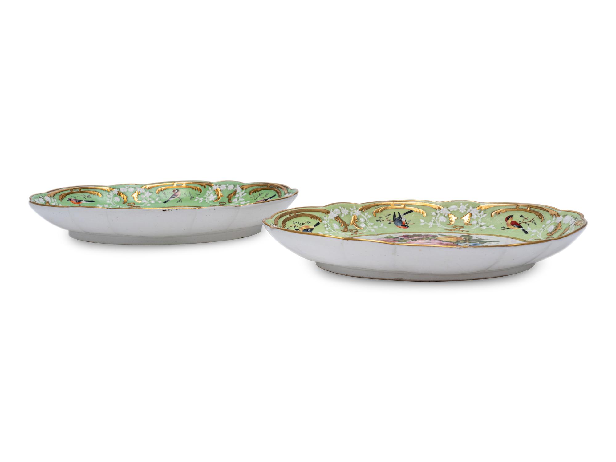Three Coalport Green-Ground Porcelain Serving Dishes
