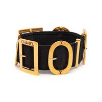 Chanel, Black Elastic & Gold-Tone Buckle Collar
