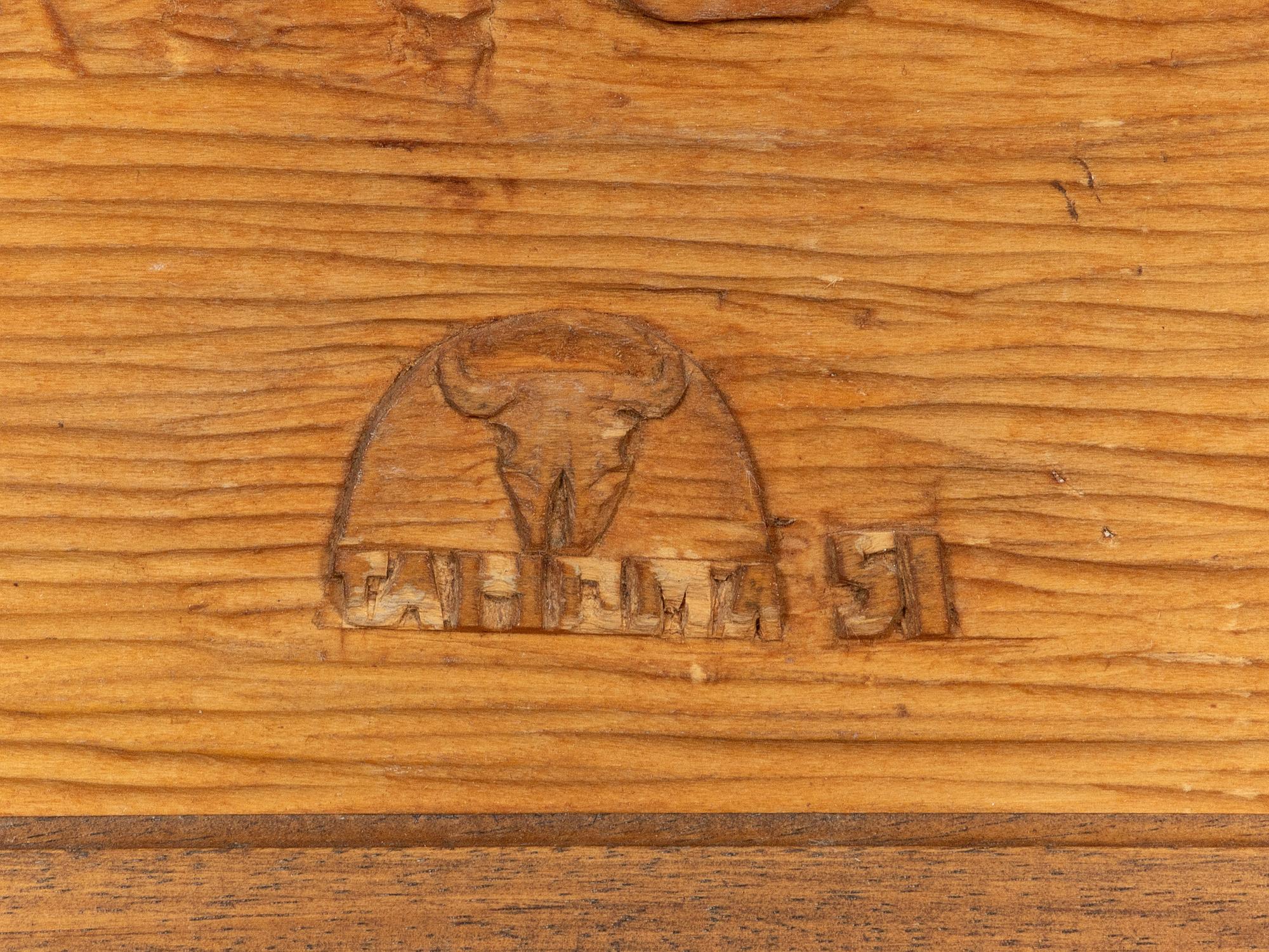 The Buffalo Hunt, Wood Carving
