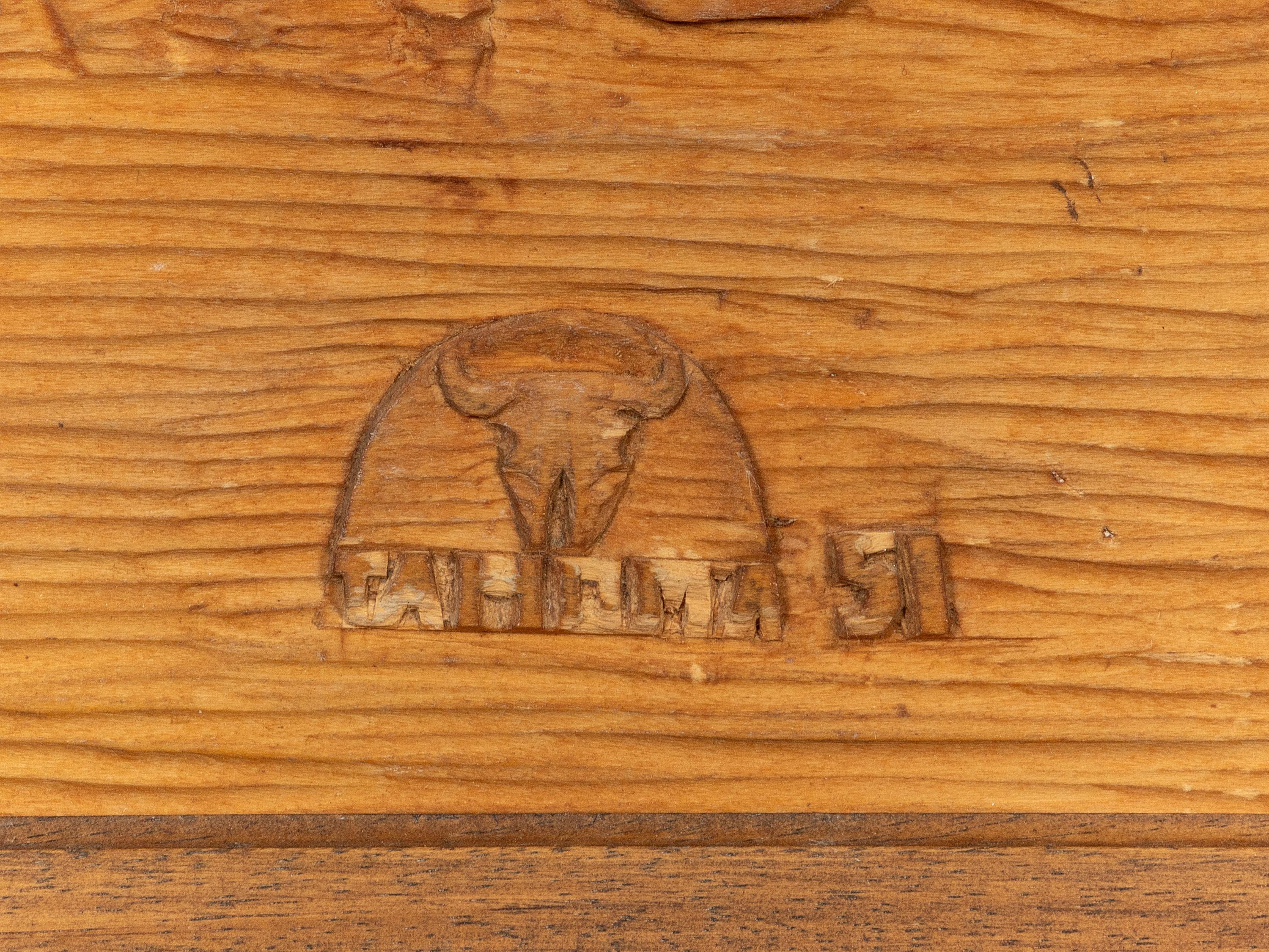 The Buffalo Hunt, Wood Carving