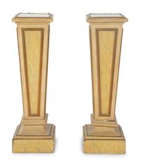 A Pair of Faux-Marble Painted Illuminated Pedestals — 20TH CENTURY
